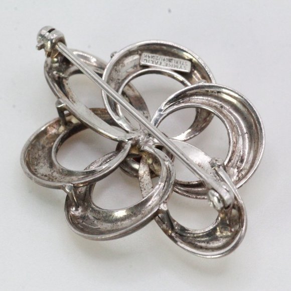 SYMMETALIC STERLING SILVER GARNET MARCASITE PIN - Picture 5 of 9